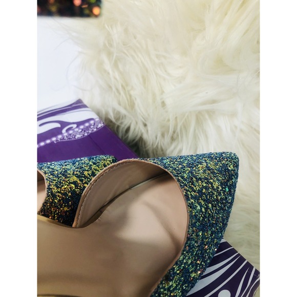 Forever Glitter Women's Ankle Strap Heels Rose Gold Green Wicked Ombre  Size 7.5 - Picture 14 of 16